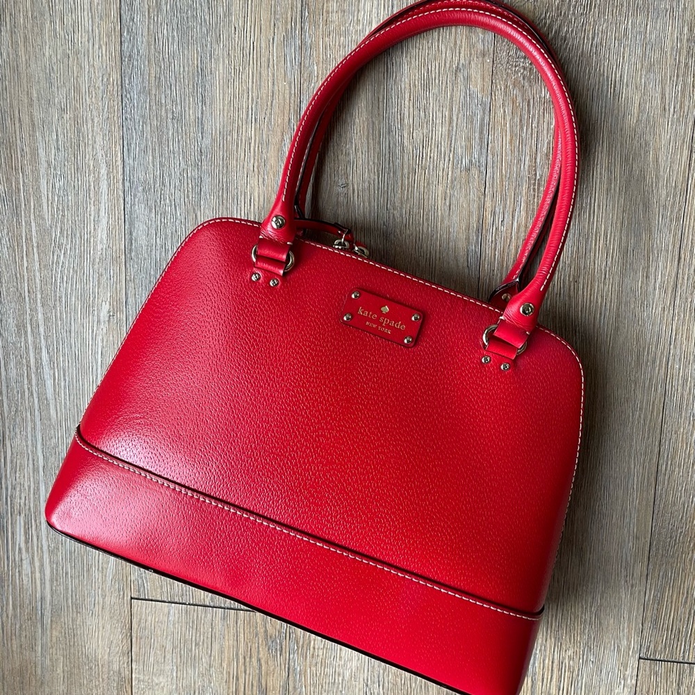 Kate Spade - Women’s - Deep Red Structured Bowler Handbag